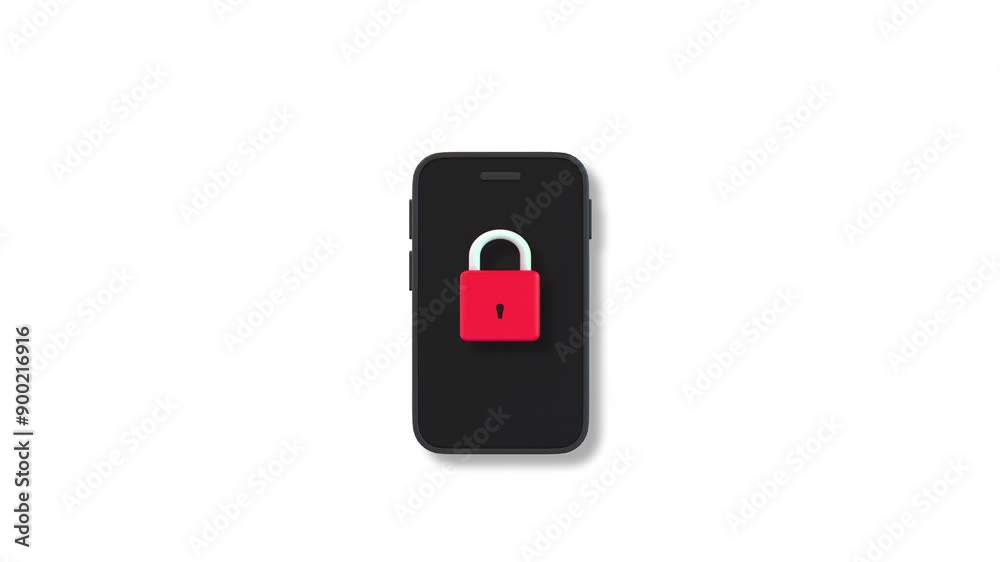 Animated motion graphic with locked smartphone and padlock Animated motion graphic with locked smartphone and padlock