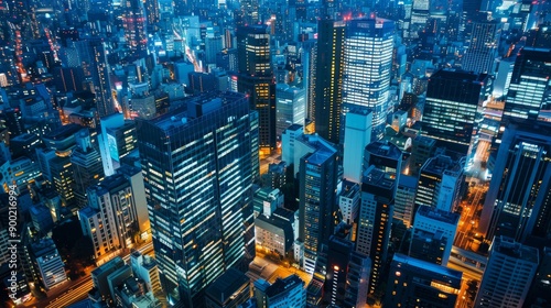 Wallpaper Mural At night, in a big city with many high-rise buildings, many of the office buildings are still lit up  Torontodigital.ca