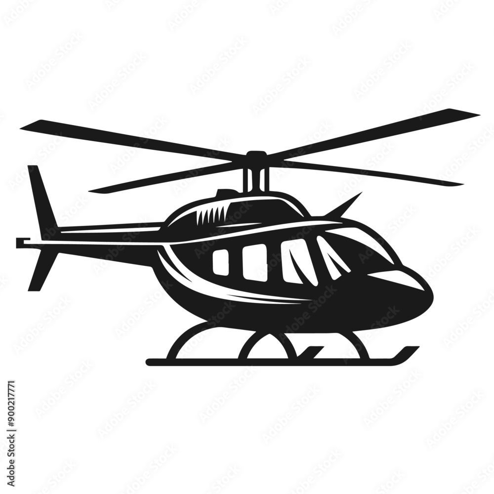 Clean Black and white vector silhouette of a Helicopter on white background Clean Black and white vector silhouette of a Helicopter on white background
