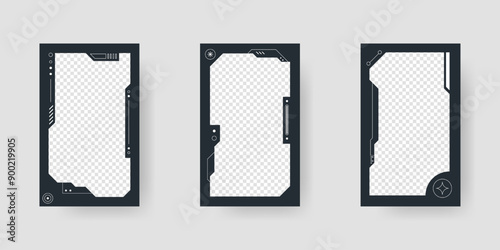 Abstract sci-fi frame. Hud interface design style. Digital futuristic element. Cyberpunk style. Design for banner, card, player card game, background.