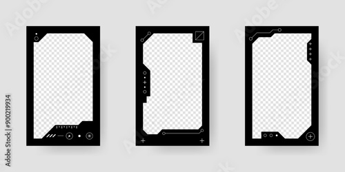 Abstract sci-fi frame. Hud interface design style. Digital futuristic element. Cyberpunk style. Design for banner, card, player card game, background.