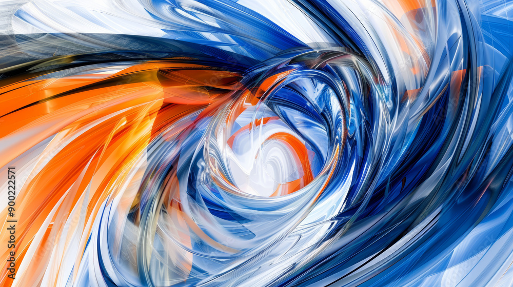 Abstract swirl of blue, white, and orange Abstract swirl of blue, white, and orange