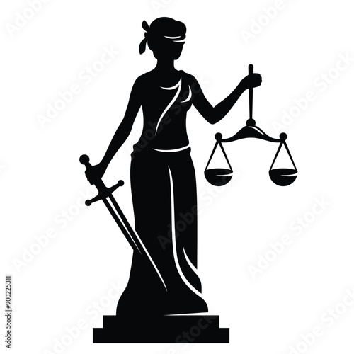 Themis with scales and a sword vector silhouette