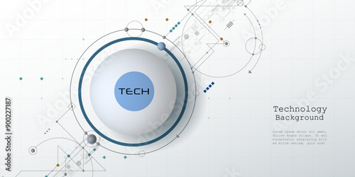 Vector Abstract circuit board, Illustration high tech computer, engineering, science and information technology on white color background. Hi-tech digital technology and futuristic concept