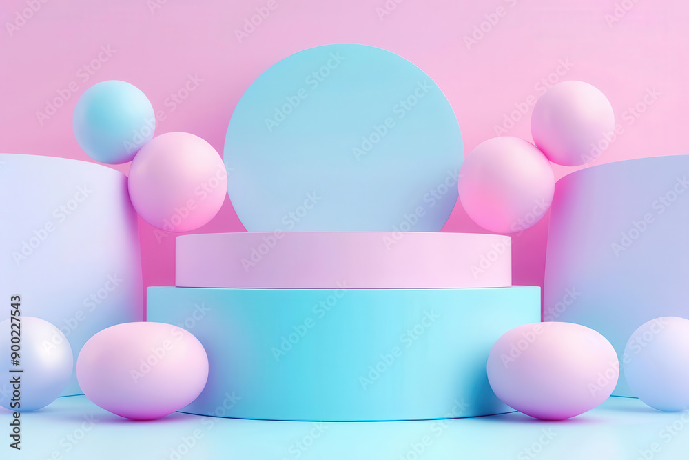 Geometric design in pastel shades in 3D, copy space, sales theme, ethereal, silhouette, urban billboard backdrop. Perfect for presentations or product displays. Geometric design in pastel shades in 3D, copy space, sales theme, ethereal, silhouette, urban billboard backdrop. Perfect for presentations or product displays.