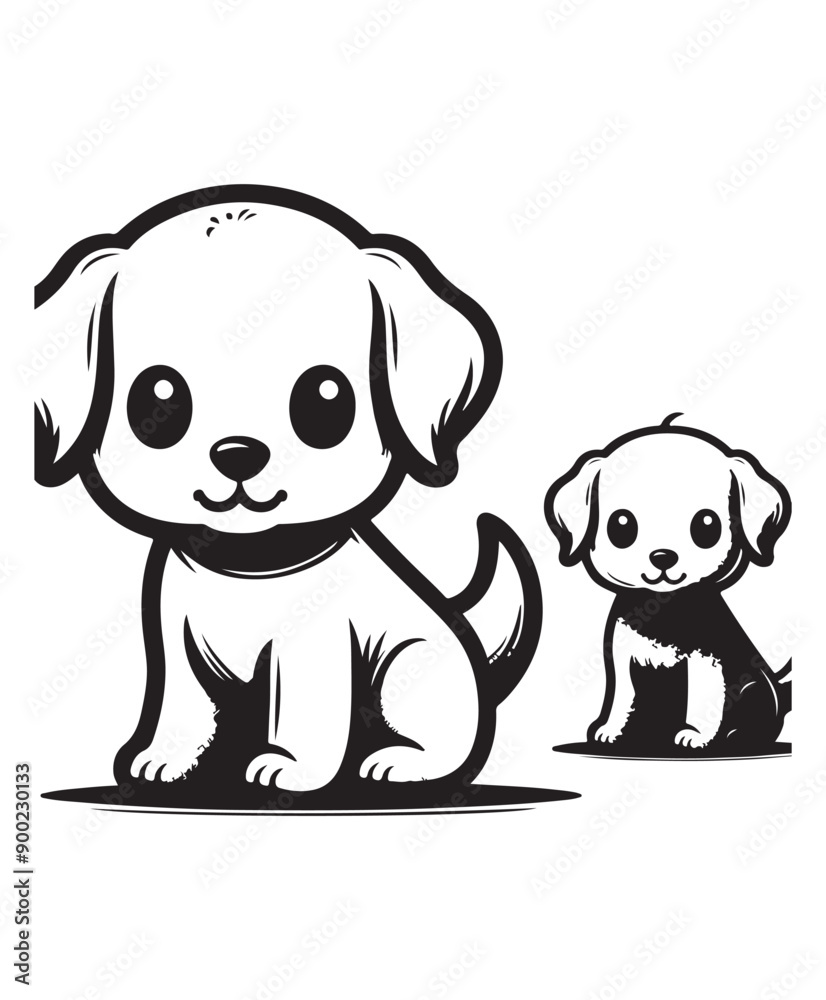 Fototapeta premium Cute cartoon puppy vector art,graphics Cute cartoon puppys icons set,vintage illustration Cute cartoon puppy clipart,vector Cute cartoon puppys flat style artwork design