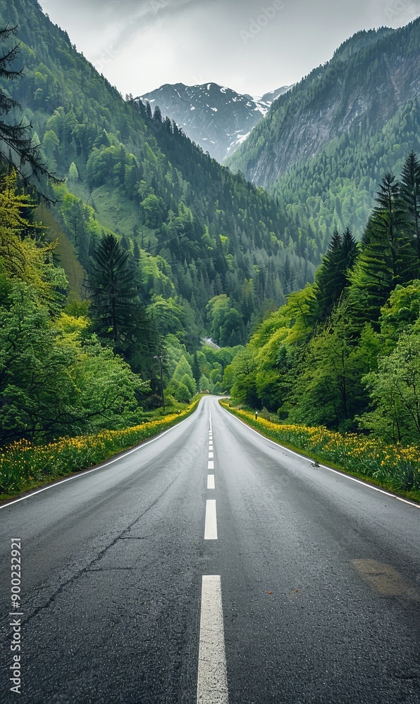 Fototapeta premium A road with a mountain in the background