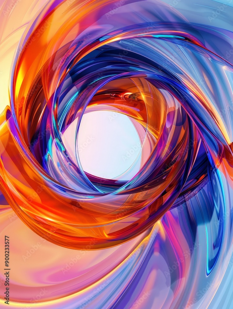A colorful swirl of light and dark blue and orange A colorful swirl of light and dark blue and orange