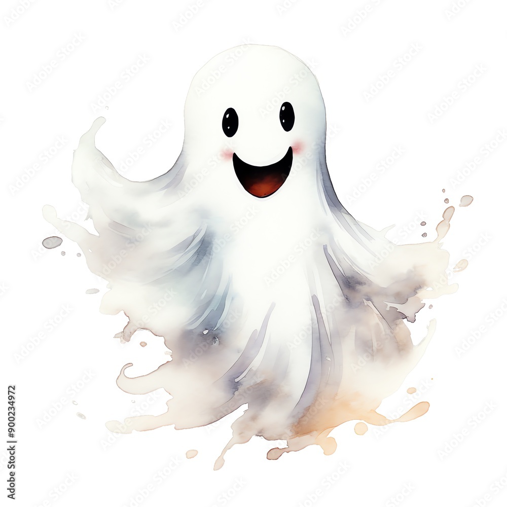Halloween ghost watercolor illustration, halloween clipart