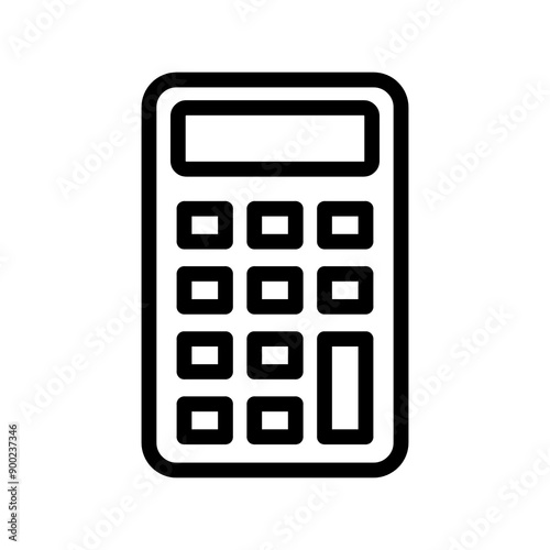 Calculator icon in black, outline style and transparent background