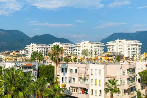 Принти на полотні Apartment buildings, hotels, palms tree on the streets of Alanya, Turkey