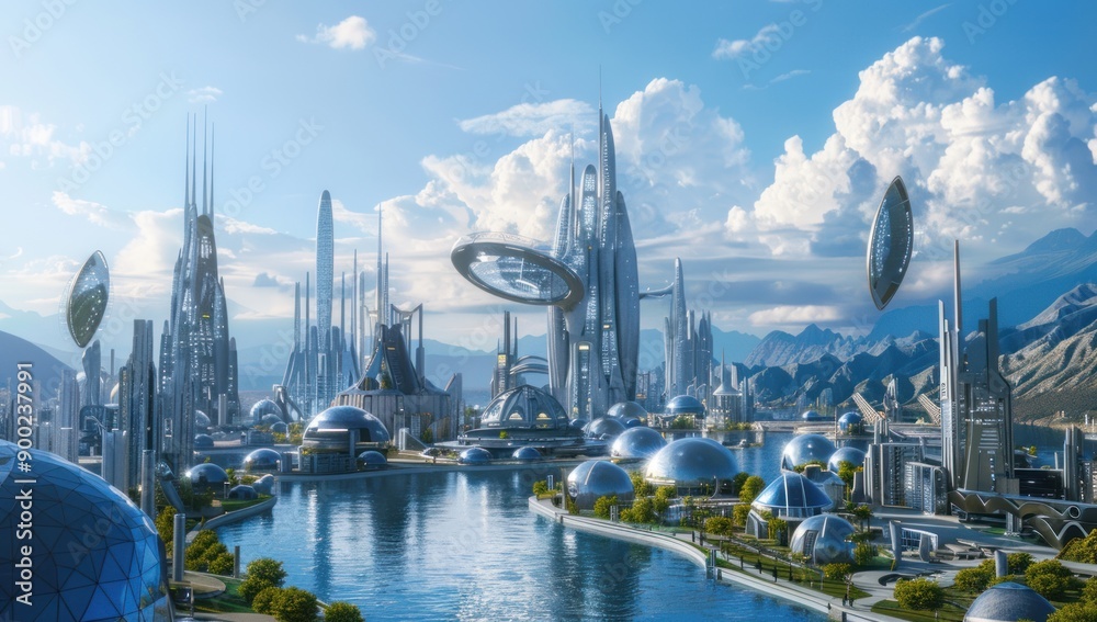 Naklejka premium Futuristic Cityscape