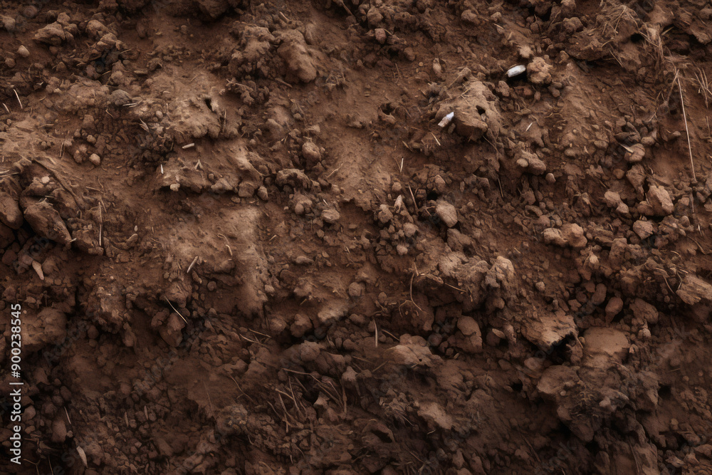 Processed collage of underground brown soil layer material texture. Background for banner Processed collage of underground brown soil layer material texture. Background for banner