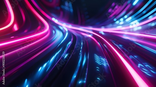 digital neon light abstract motion design. Ganerative AI