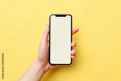 A person is holding a phone with a white screen