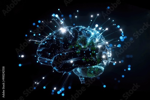 Wallpaper Mural Digital Brain with Blue and White Light Emitting from It Torontodigital.ca