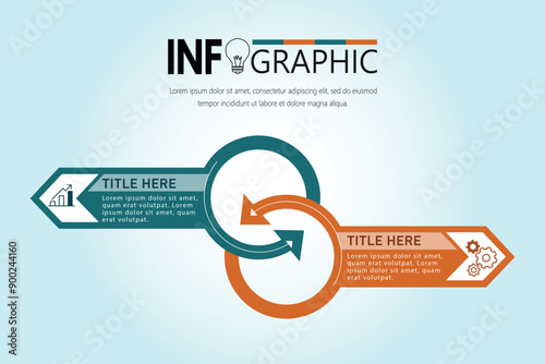 Successful vs unsuccessful comparison opposite infographic concept for slide presentation with big circle arrow outline circular with flat style