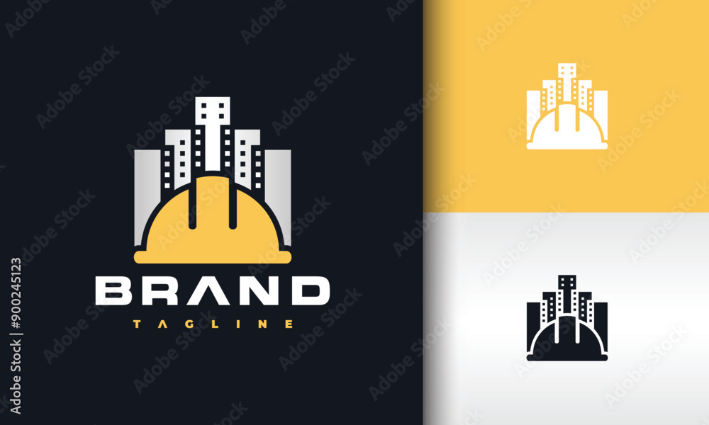 skyscraper helmet construction build logo skyscraper helmet construction build logo