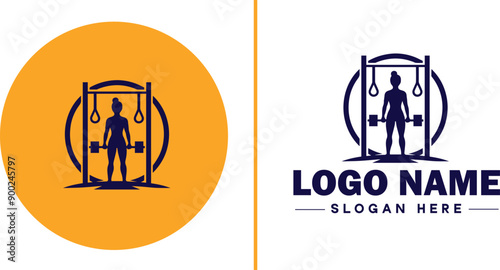 CrossFit Gym icon Functional fitness center HIIT gym Cross-training facility flat logo sign symbol editable vector
