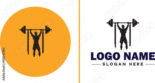 CrossFit Gym icon Functional fitness center HIIT gym Cross-training facility flat logo sign symbol editable vector