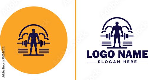 CrossFit Gym icon Functional fitness center HIIT gym Cross-training facility flat logo sign symbol editable vector