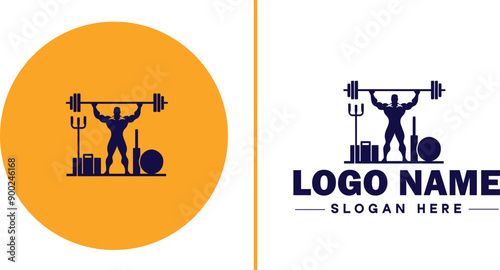 CrossFit Gym icon Functional fitness center HIIT gym Cross-training facility flat logo sign symbol editable vector