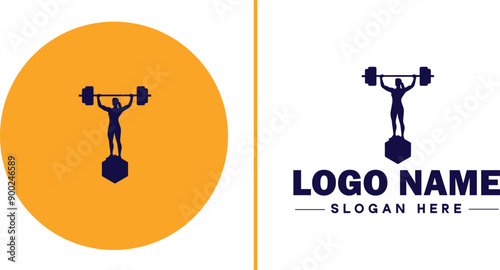 CrossFit Gym icon Functional fitness center HIIT gym Cross-training facility flat logo sign symbol editable vector