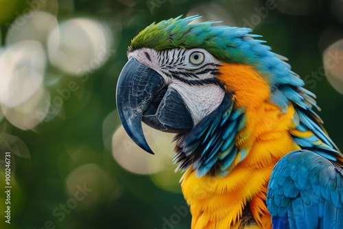 Parrot showcasing its bright plumage and charismatic presence, set against a contrasting simple background to highlight its beauty.