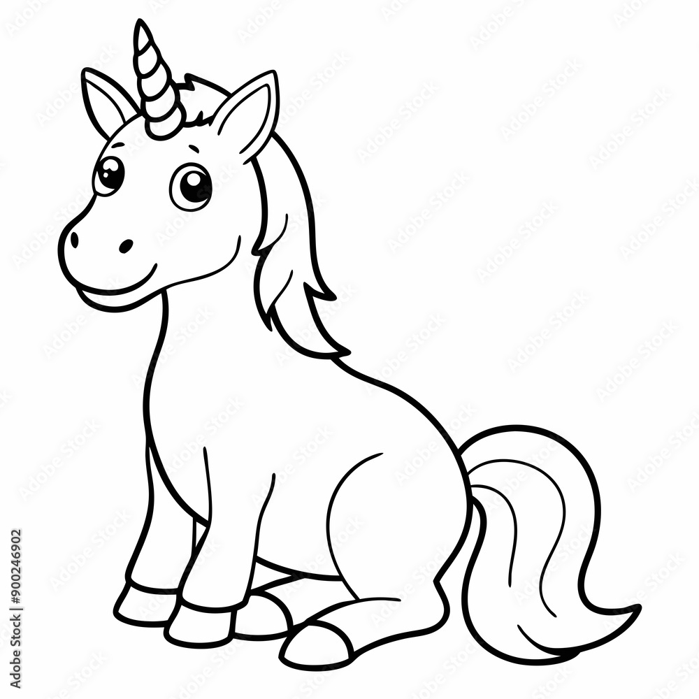 
Cute Cartoon Unicorns line art isolated on white background. Vector illustration for coloring books
