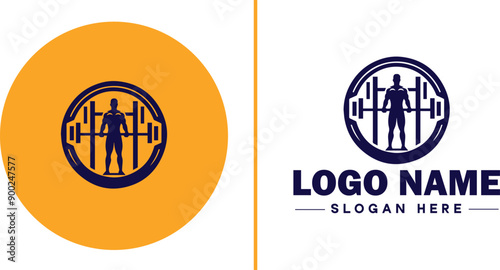 CrossFit Gym icon Functional fitness center HIIT gym Cross-training facility flat logo sign symbol editable vector