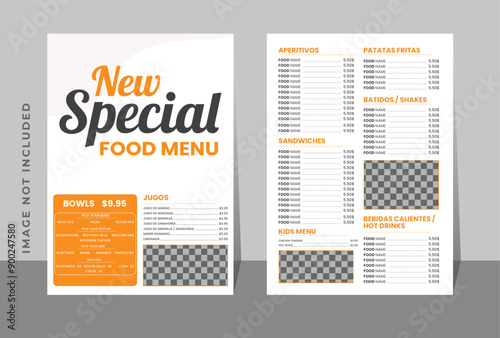 Restaurant menu template design Food flyer Brochure vector
