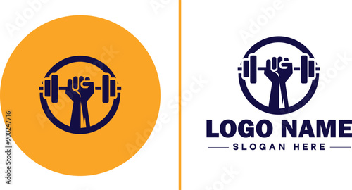CrossFit Gym icon Functional fitness center HIIT gym Cross-training facility flat logo sign symbol editable vector