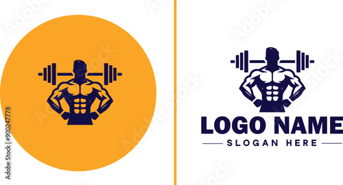 CrossFit Gym icon Functional fitness center HIIT gym Cross-training facility flat logo sign symbol editable vector