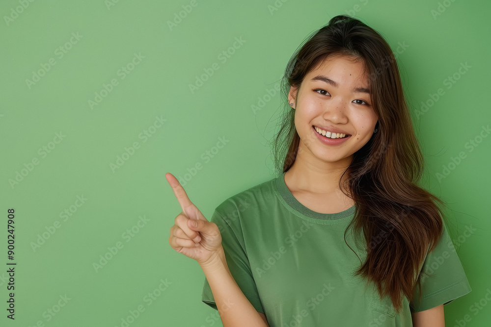 young beautiful woman pointing with finger young beautiful woman pointing with finger