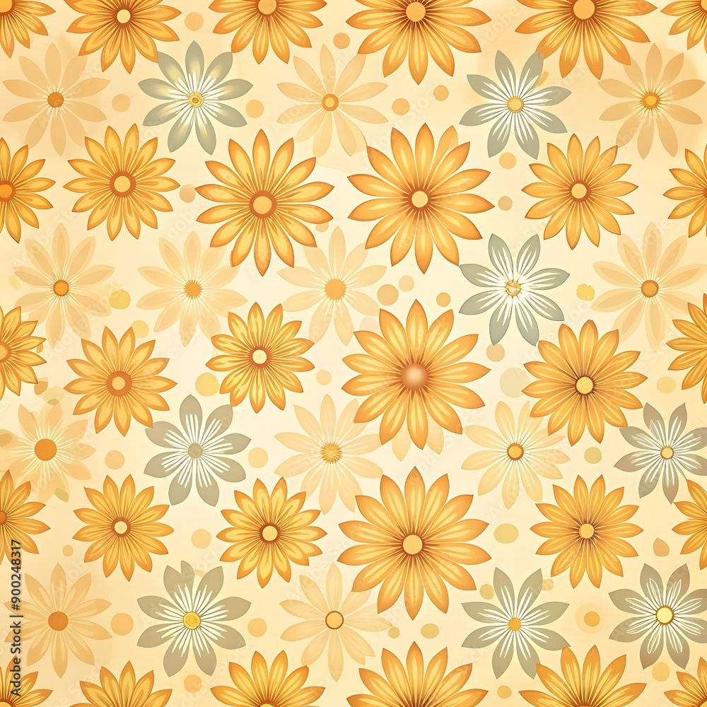 Retro Daisy Floral Pattern.