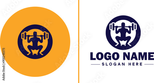 CrossFit Gym icon Functional fitness center HIIT gym Cross-training facility flat logo sign symbol editable vector