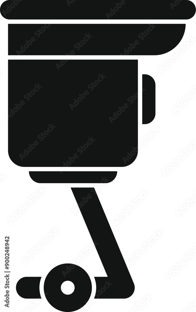 Black icon of a speed dome security camera on a wheel mount, providing surveillance and security Black icon of a speed dome security camera on a wheel mount, providing surveillance and security