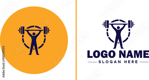 CrossFit Gym icon Functional fitness center HIIT gym Cross-training facility flat logo sign symbol editable vector