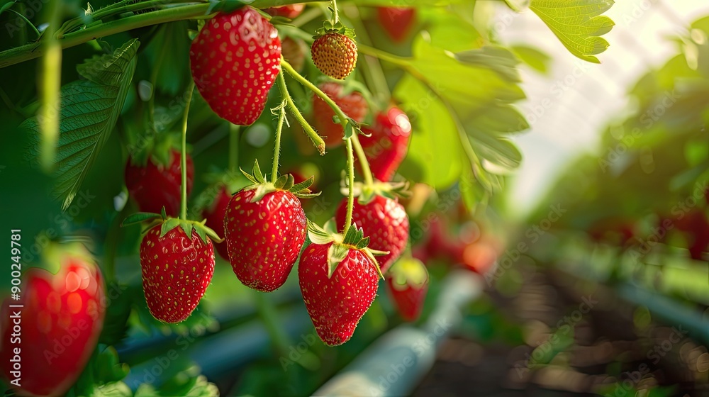 Strawberries ripen controlled environment. Generative AI Strawberries ripen controlled environment. Generative AI