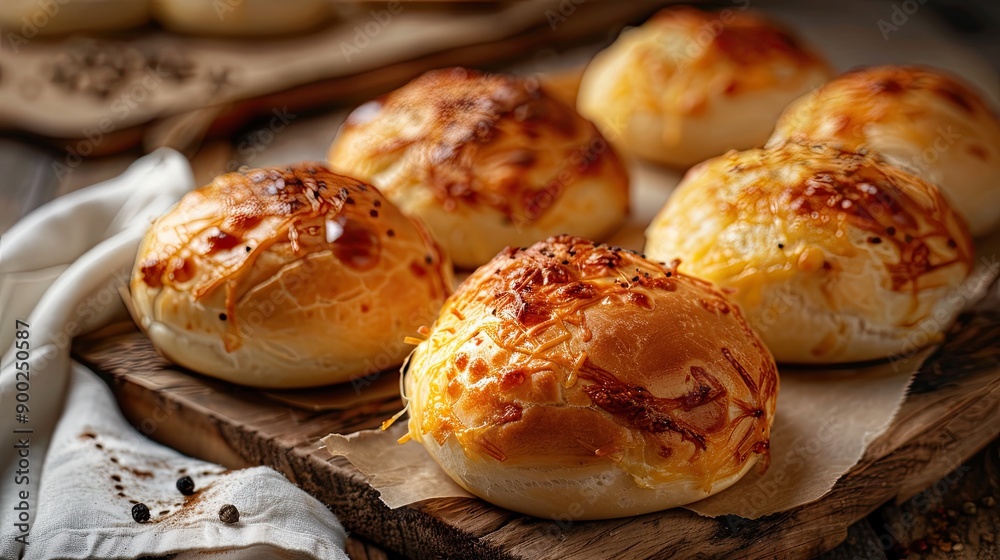 Sweet buns cheese table. Generative AI Sweet buns cheese table. Generative AI