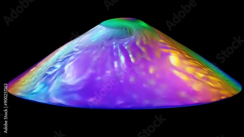 Colorful soap bubble surface texture on black background photo