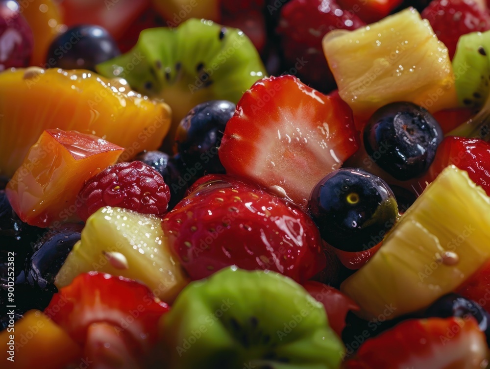 A colorful plate of mixed fruits served fresh, perfect for snacking or as a healthy dessert A colorful plate of mixed fruits served fresh, perfect for snacking or as a healthy dessert