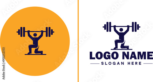 CrossFit Gym icon Functional fitness center HIIT gym Cross-training facility flat logo sign symbol editable vector