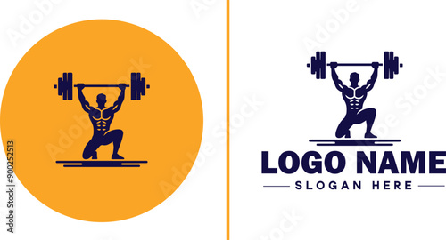 CrossFit Gym icon Functional fitness center HIIT gym Cross-training facility flat logo sign symbol editable vector