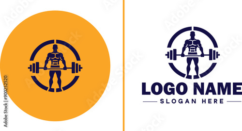 CrossFit Gym icon Functional fitness center HIIT gym Cross-training facility flat logo sign symbol editable vector