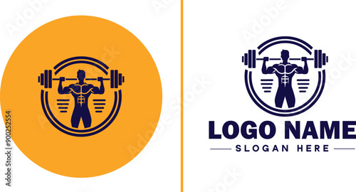 CrossFit Gym icon Functional fitness center HIIT gym Cross-training facility flat logo sign symbol editable vector