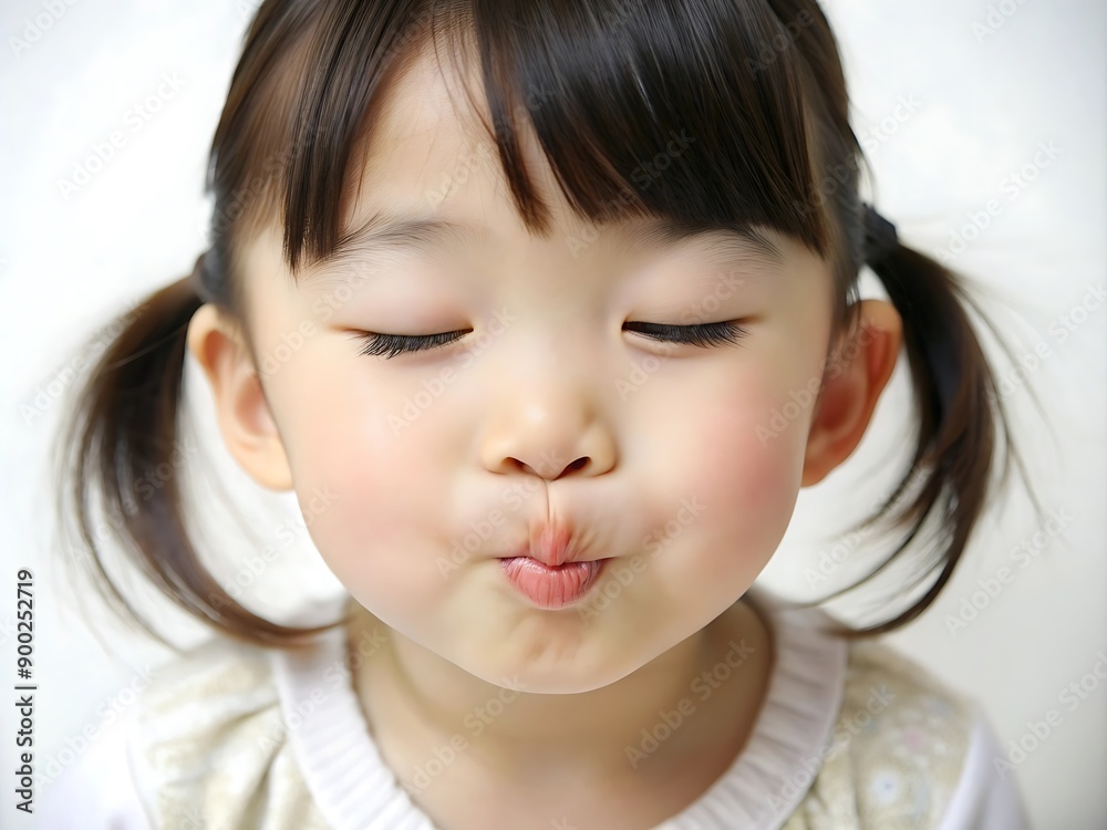 Little Girl with Pigtails Making a Face. Little Girl with Pigtails Making a Face.