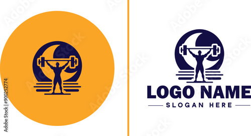 CrossFit Gym icon Functional fitness center HIIT gym Cross-training facility flat logo sign symbol editable vector