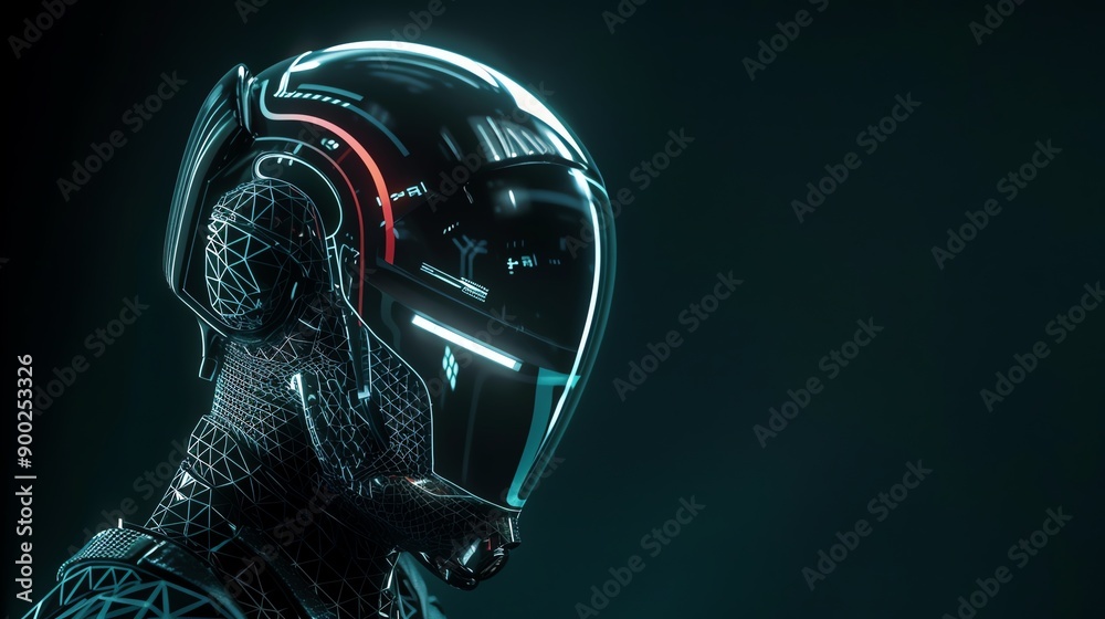 Futuristic robot head with neon lights and intricate design, representing advanced technology and innovation. Futuristic robot head with neon lights and intricate design, representing advanced technology and innovation.