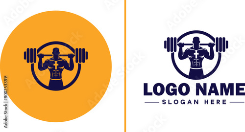 CrossFit Gym icon Functional fitness center HIIT gym Cross-training facility flat logo sign symbol editable vector